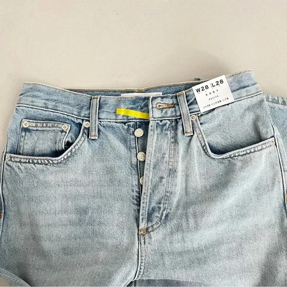 Topshop Asos Kort Petite Size 6/28 High Waist Wide Leg Light Blue Denim Jeans - Picture 4 of 9